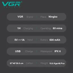 Електробритва VGR V-326 швидке та комфортне гоління чорно-блакитна (41590-16010_483) - мініатюра 4