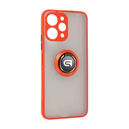 Чехол с кольцом-держателем для Xiaomi Redmi 12 4G, Frosted Matte Ring, красный, защитная панель с матовой задней стенкой, противоударный чехол с защитой всего корпуса, TPU + поликарбонат (PC), с защитой камеры, ArmorStandart (ARM68905)