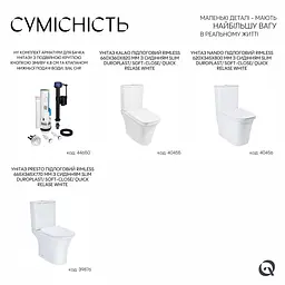 Комплект арматури для бачка унітазу Qtap HY1(Presto) з подвійною круглою кнопкою змиву 4,8 см та клапаном нижньої подачі води, 3/6L CHR - мініатюра 5