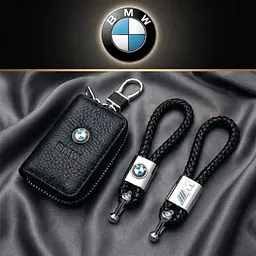 Автонабір №3 BMW / брелок і чохол для автоключів з логотипом / тиснена шкіра