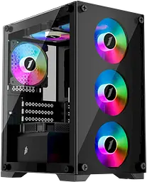 Корпус 1stPlayer X2-M-BK-4F1 FRGB Black