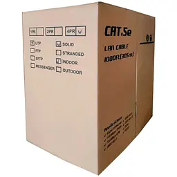 Кабель КПВ 4х2х0, 50 (UTP-cat.5E), UPLINK(CU), ізоляція ПВХ, для внутрішніх робіт, 305м, Box