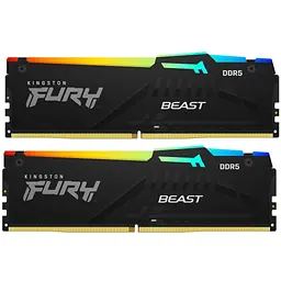 Модуль пам'яті для комп'ютера DDR5 32GB (2x16GB) 5600 MHz FURY Beast RGB Kingston Fury (ex.HyperX) (KF556C40BBAK2-32) - мініатюра 1