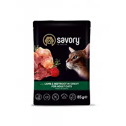 Вологий корм Savory для дорослих кішок, ягня з буряком у соусі, пауч, 85 г - мініатюра 5