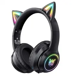 Бездротові ігрові навушники з котячими вушками Onikuma B90 з RGB підсвічуванням Навушники для стрімінгу Чорний