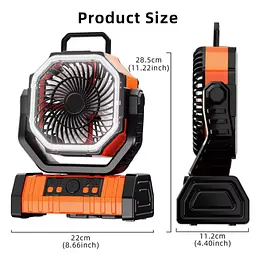 Настільний вентилятор F6 Camping Fan з акумулятором на 20000 mAh, підсвіткою, павербанком та 4 режимами швидкості (00342) - мініатюра 3