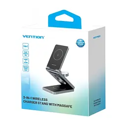 Зарядний пристрій Vention Magnetic Wireless Charger 15W 3-in-1 gray (FGFH0) - мініатюра 2