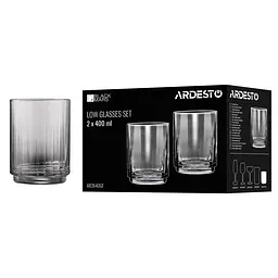 Набір склянок високих Ardesto Black Mars Alcor 400 мл х 2 шт. скло сірий (AR2640GF) - мініатюра 2