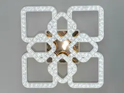 Люстра стельова LED Diasha 2205/4+4G, 130W, 6000K-3200K-4100K, золото, сучасний стиль, з пультом, димером, акрилові плафони - мініатюра 3
