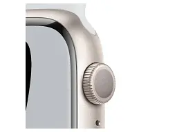 Смарт-годинник Apple Watch Nike Series 7 GPS 45mm Starlight Aluminum Case w. Pure Platinum/Black Nike Sport Band (MKNA3) - мініатюра 3