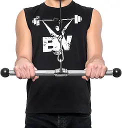 Ручка для верхньої тяги York Fitness 45см пряма на трицепс з обертовим підвісом, хром - мініатюра 3