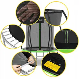 Батут із внутрішньою сіткою 4FIZJO Premium 6FT 183 см 4FJ0602 Black/Green (P-5907739319234) - мініатюра 2