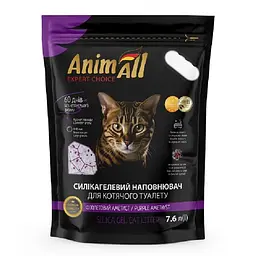 Наповнювач силікагелевий для котів AnimAll Premium Кристали аметиста, 7,6 л (3,2 кг)