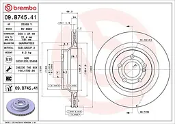 Диск гальмівний задній вентильований Mercedes E-class, Cls 02-17р Brembo (09.B745.41)