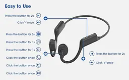 Спортивні бездротові кісткові навушники ESON X2 з Bluetooth 5.3, шумоподавленням та IPX5 чорні - мініатюра 8