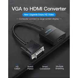Перехідник VGA 15F to HDMI M 1080P 60Hz 3,5mm Audio 0.15m Vention (ACNBB) - мініатюра 6