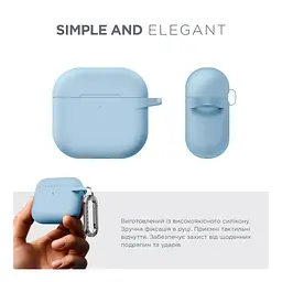 Силіконовий чохол для навушників Apple AirPods 4, Hang Case, блакитний, ультратонкий захисний кейс товщиною 2 мм, захист від подряпин, пилу та ударів, компактний, з карабіном для кріплення, ArmorStandart (ARM81283) - мініатюра 2