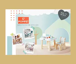 Дитячий функціональний столик і два стільчики Poppet Монохром, синій (PP-001M) - мініатюра 2