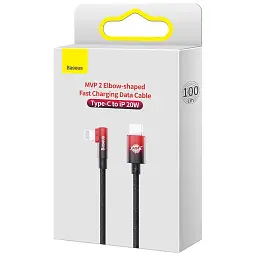 Дата кабель USB-C to Lightning 1.0m 20W 90° corner black/red Baseus (CAVP000220) - мініатюра 5