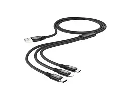 Кабель Hoco X14 3-in-1 USB Type-A to Lightning/Micro USB/USB Type-C Black (6931474719157) - мініатюра 2