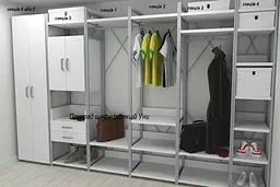 Шафа Гардероб Уні секція 2 серії Конект Ferrum-decor 220x60x50см Сірий метал ДСП Білий 32 мм (FRD-104539) - мініатюра 3