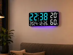 Годинник настінний GH9002 / Цифровий настінний, настільний LED-годинник / Годинник + календар, температура, вологість - мініатюра 2