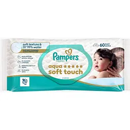 Дитячі вологі серветки Pampers Aqua Soft Touch 60 шт.