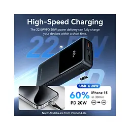 Батарея універсальна Vention 20000 mAh 22.5W with Built-in USB-C and Lightning Cables (FHPB0) - мініатюра 10