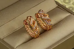 Сережки Xuping Jewelry Еволюція 2 см золотисті - мініатюра 3