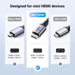 Кабель мультимедійний HDMI M to HDMI mini M 2.0m 8K HD163 black Ugreen (15515) - мініатюра 6