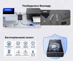 Мережевий фільтр із USB-заряджанням UGREEN S652 1,5 м подовжувач 6 розеток Schuko 2×USB-C + 2×USB-A навантаження розеток до 3680 Вт USB сумарно до 65 Вт USB-C1 PD 3.0 PPS до 65 Вт при окремому використанні із загальним вимикачем із захисними шторками розеток з можливістю настінного кріплення розетки під кутом 45° темно-сірий (55286) - мініатюра 10