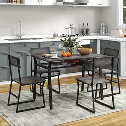 Комплект меблів Costway Merax обідній стіл з стільцями в стилі Loft сірий