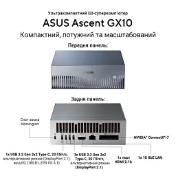 Комп'ютер ASUS Ascent GX10 GX10-GG0003BN / NVIDIA GB10, 128, 1TB, Wi-Fi7 (90MS0371-M00030) - мініатюра 11