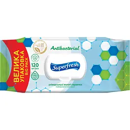 Вологі серветки Superfresh Antibacterial з клапаном 120 шт. (4823071642285)
