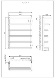 Водяна рушникосушарка Kosser Каскад Скоба 700x530/6 ДКС04, Хром - мініатюра 5