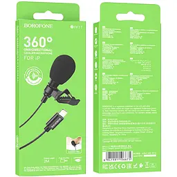 Мікрофон петличний Borofone BFK11 Elegant lavalier Lightning (2m) Black - мініатюра 6