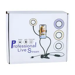 Кільцева лампа Fill Light 2 in 1 light metal with pin 9cm тех. пак Чорний - мініатюра 3