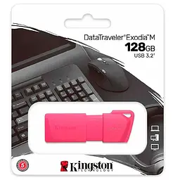 Флеш-накопичувач Kingston USB флеш накопичувач 128GB DataTraveler Exodia M Pink USB 3.2 Gen 1 (KC-U2L128-7LP) - мініатюра 4