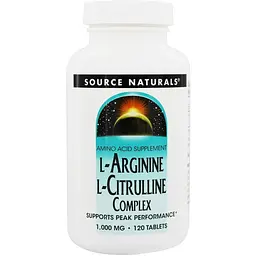 Амінокислоти Source Naturals L-аргінін L-цитруліновий комплекс 1000 мг 120 таблеток