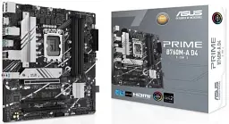Материнська плата LGA1700, Asus PRIME B760M-A D4-CSM, B760, 4xDDR4, Int.Video(CPU), 4xSATA3, 2xM.2, 3xPCI-E 16x 4.0, Realtek 7.1, Realtek 2.5Gb, 5xUSB3.2/7xUSB2.0, HDMI/DP, MicroATX