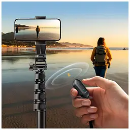 Штатив Ugreen LP680 Selfie Stick Tripod with Bluetooth Remote Black (15609) - мініатюра 11