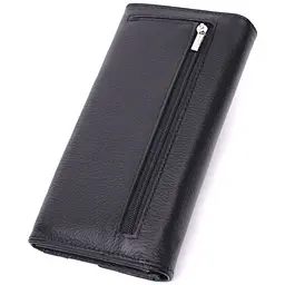 Шкіряний жіночий гаманець з геометричним клапаном ST Leather 22546 чорний - мініатюра 2