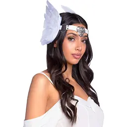 Пов’язка на голову з крилами Leg Avenue FeaTher headband White, пір’я та натуральна шкіра