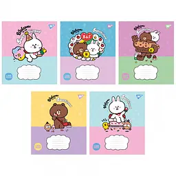 
Зошити учнівські 12 аркушів клітинка Yes Line Friends. Sweetieland, 25 шт. в упаковці