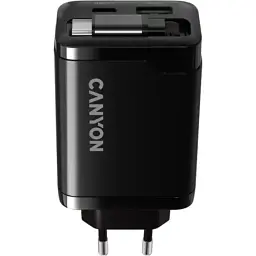 Зарядний пристрій Canyon 1xUSB-C PD65W + 1xUSB QC3.0 + cable USB-C to USB-C black (CNS-CURC65ACB) - мініатюра 4