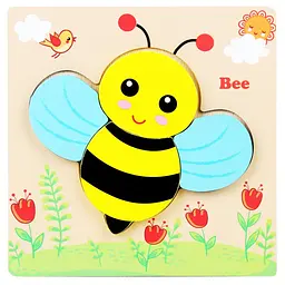 Дерев’яний пазл для дітей Бджілка Bee 15×15 см розвиваюча іграшка дитячий пазл сортер комахи для малюків