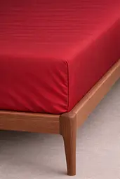 Простирадло на резинці Ecotton 180х200 см із сатину однотонне червоного кольору Red (22541)