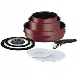 Набір Tefal Ingenio IHMauve Red 9 предметів із серії Unlimited із шестишаровим титановим антипригарним покриттям Titanium 6Х