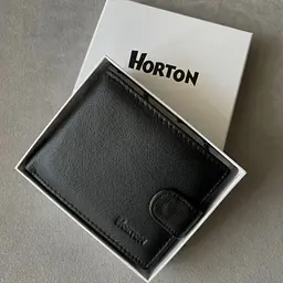 Чоловіче портмоне з натуральної шкіри Horton чорне МС162 10 см - мініатюра 1
