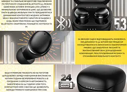 Беспроводные Bluetooth 5.3 наушники с микрофоном HATOR HTA411B TWS Truedots Hyреrpunk HD SyncHUB Black - мініатюра 6